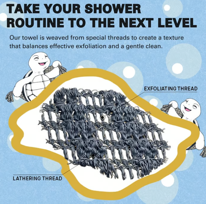 🚿 Advanced Dual-Texture Exfoliating Shower Towel for Deep Cleansing, Gentle Exfoliation & Spa-Level Skin Renewal at Home🧼