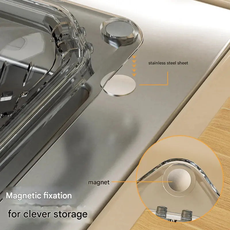 Magnetic draining triangular kitchen sink filter